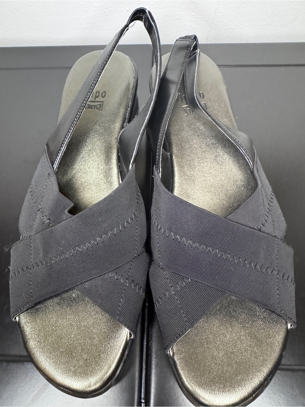 Impo Stretch Ramada Women's Black Crisscross Slingback Sandals